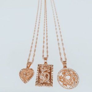 NEW 3pc gold chain necklace set pendant necklace
